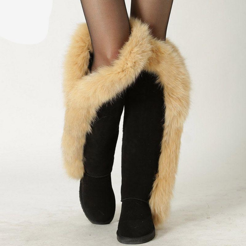 Real Fur Black Boots